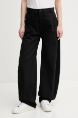 Alpha Industries pantaloni de bumbac Field Pant culoarea negru, lat, high waist, 148021
