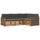 vidaXL Set de canapele de exterior cu pernă 4 pcs Natural și Antracit 3383290