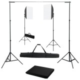 VidaXL Kit studio foto cu lumini softbox și fundal
