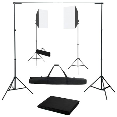 vidaXL Kit studio foto cu lumini softbox și fundal 3055061 foto