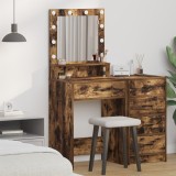 vidaXL Masă de cosmetică cu lumini LED, stejar fumuriu, 50x41x135 cm