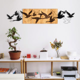 Decoratiune de perete, Albatros, lemn/metal, 111 x 25 cm, negru/maro, Enzo