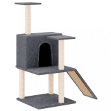 Cumpara ieftin Ansamblu de pisici, stalpi din funie sisal, gri inchis, 109 cm