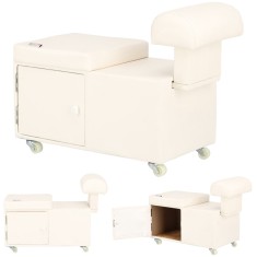 Taburet cosmetic pentru pedichiură Pufa cu suport pentru picioare