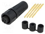 Conector circular mufă mamă 4 pini 5A 125V IP68 SWITCHCRAFT EN2 lipire