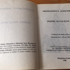 ARHIM. SOFRONIE DE LA ESSEX, DESPRE RUGACIUNE. TRADUCERE DIN LIMBA RUSA- 2006