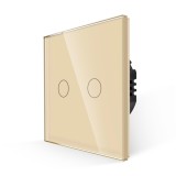 Intrerupator touch dublu Luxion LXD-ST-201G-G, auriu, cu indicator luminos