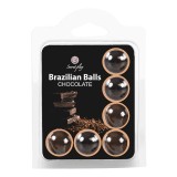 Bile cu ulei de masaj SECRET PLAY Brazilian Balls Chocolate, cu vitamina E, aromă de ciocolată, 6 bucăți