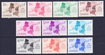 DB1 Congo 1960 Independenta 10 v. MNH foto