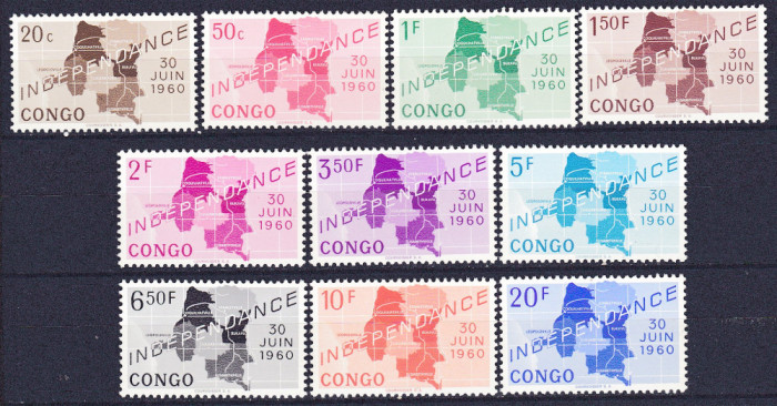 DB1 Congo 1960 Independenta 10 v. MNH