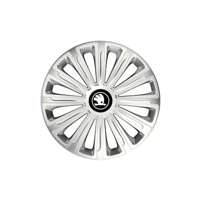 Set 4 Capace Roti pentru Skoda Nou Alb-Negru, model Trend Gray, R14, SKODA foto