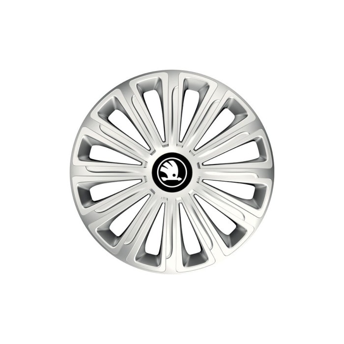 Set 4 Capace Roti pentru Skoda Nou Alb-Negru, model Trend Gray, R14, SKODA