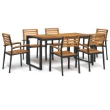 Cumpara ieftin Set mobilier de grădină, 7 piese, lemn masiv de acacia și metal