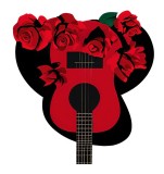 Cumpara ieftin Sticker decorativ Ghitara, Rosu, 60 cm, 7622ST, Oem