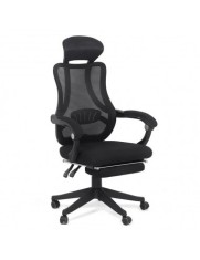 Scaun birou ergonomic OFF 927, mesh, recliner, suport picioare retractabil, 100 kg, negru