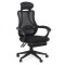 Scaun birou ergonomic OFF 927, mesh, recliner, suport picioare retractabil, 100 kg, negru