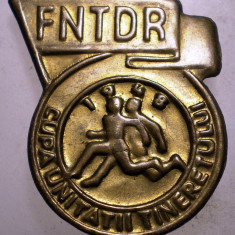 I.315 INSIGNA STICKPIN ROMANIA SPORT FNTDR CUPA UNITATII TINERETULUI 1948