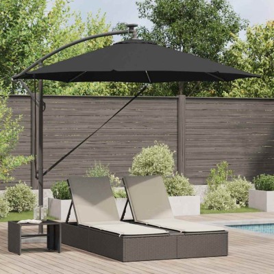 vidaXL Parasol banana cu brațe Negru 294 x 294 x 248 cm 42003387 foto