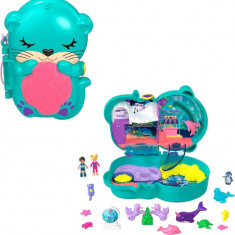 Set de joaca cu 2 papusi si 12 accesorii Polly Pocket, Otter Aquarium, HCG16