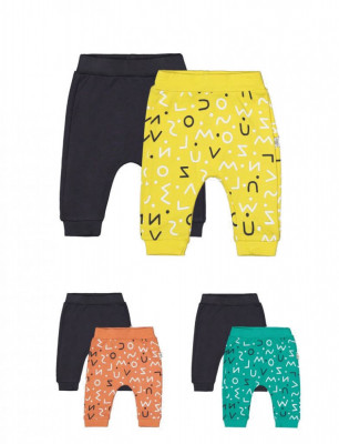 Set de 2 perechi de pantaloni Litere pentru bebelusi, Tongs baby (Culoare: Galben, Marime: 6-9 luni) foto