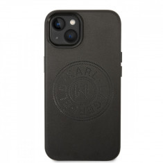 Husa de protectie telefon Karl Lagerfeld pentru iPhone 14 Plus, Perforated Logo and Metal Buttons, Piele ecologica, Negru