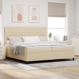 VidaXL Pat cu arcuri cu saltea crem 200x200 cm