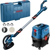 Bosch GTR 550 + GAS 15 PS - Slefuitor pentru pereti 550 W 225 mm valiza plastic + Aspirator umed-uscat 1100 W 270 mbar 15 l priza scule electrice