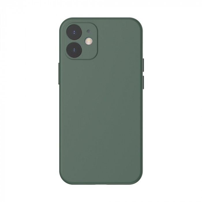 Husă Cu Gel De Silice Lichid Baseus Husă Cu Gel Flexibil Pentru IPhone 12 Mini Verde &icirc;nchis (WIAPIPH54N-YT6A)