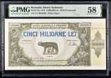5000000 lei 1947 bancnotă gradată PMG 58, 5 milioane lei 1947
