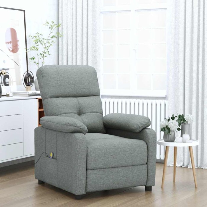 vidaXL Fotoliu de masaj, gri &icirc;nchis, material textil