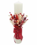 Lumanare Botez sau Nunta Eventissimi - Plante Uscate Rosu Natur, Eventissimi&reg;