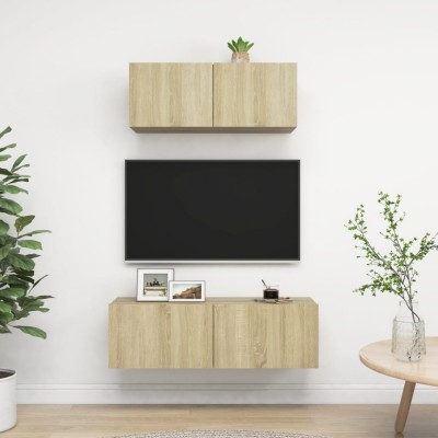 Gossi set dulapuri tv, 2 piese, stejar sonoma, lemn prelucrat foto