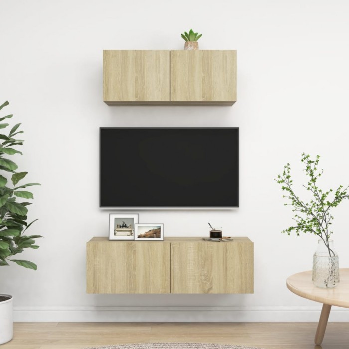 Gossi set dulapuri tv, 2 piese, stejar sonoma, lemn prelucrat