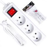 Prelungitor electric cu 3 prize, 3 m, alb, Keltin K00245C-B