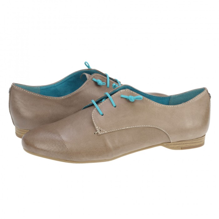 Pantofi dama Tamaris Boyfriend, piele naturala, bej, 36