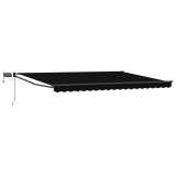 vidaXL Marchiză Retractabilă Manuală cu LED Negru 4x3m pentru Exterior