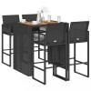 VidaXL Set mobilier bar de grădină fără perne 5 piese negru poliratan 3328886