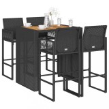 Cumpara ieftin Set mobilier bar de grădină fără perne 5 piese negru poliratan