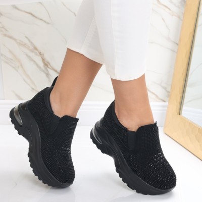 Sneakers dama cu Platforma Negri din Piele Ecologica Intoarsa Elora, 40 foto