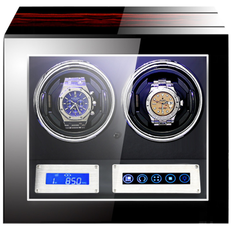 Cutie intors ceasuri automatice cu amprenta iUni, Luxury Watch Winder 2  Mahon-Negru | Okazii.ro