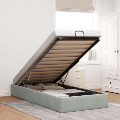 vidaXL Cadru de pat otoman fără saltea Gri deschis 90x190 cm catifea 3310931 foto