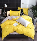 Cumpara ieftin Lenjerie Pat Serena Fx087, Bumbac, 4 Piese, Fara Elastic, Alb, Galben