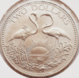 110 Bahamas 2 Dollars 1974 flamingos (Phoenicopterus ruber) km 66, America Centrala si de Sud