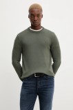 Tommy Jeans pulover de bumbac culoarea verde, light, DM0DM21787
