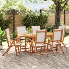 vidaXL Set mobilier de grădină, 7 piese, lemn masiv acacia/textilenă