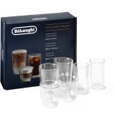 Set 6 pahare mix De&rsquo;Longhi Hot &amp;amp; Cold Collection DLSC326, 2x270ml, 2x300ml, 2x480ml, sticla termorezistenta, transparente, perete dublu, Delonghi