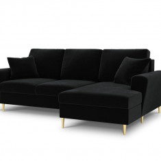 Coltar extensibil dreapta 4 locuri, Moghan, Micadoni Home, GL, 241x145x88 cm, catifea, negru