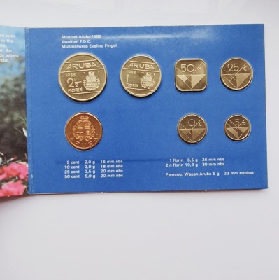 M0002 Aruba set monetarie 6 monede 1988 5, 10, 25, 50 Cents 1, 2&amp;frac12; Florin MS 3 foto