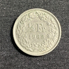 Moneda 1/2 franci 1968 Elvetia
