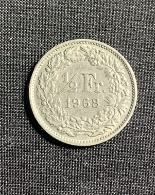 Moneda 1/2 franci 1968 Elvetia foto